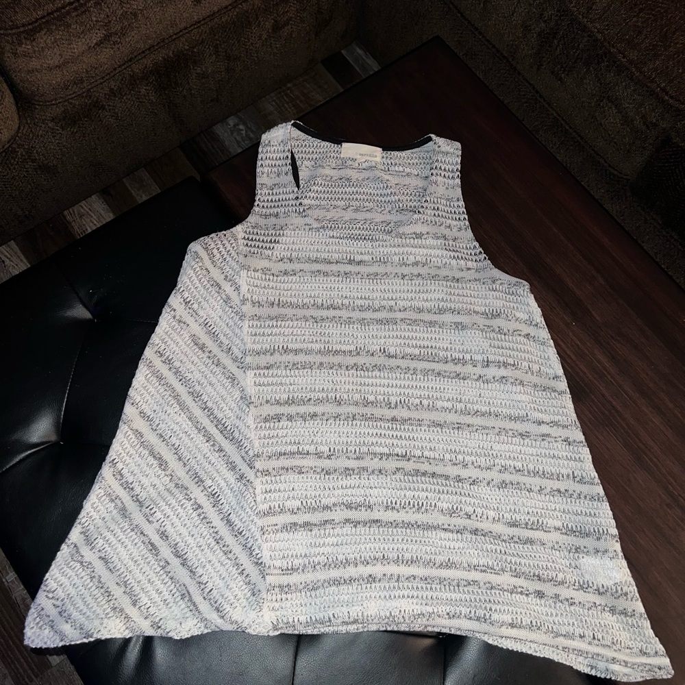 Asymmetrical Gray Striped Tank Top